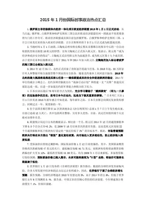 2015年国际时事政治热点汇总