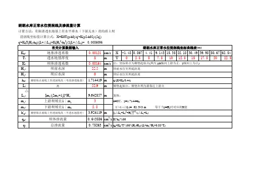 浸润线计算-有限渗透水地基上有水平排水(下游无水)的均质土坝
