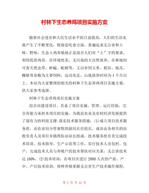 村林下生态养鸡项目实施方案