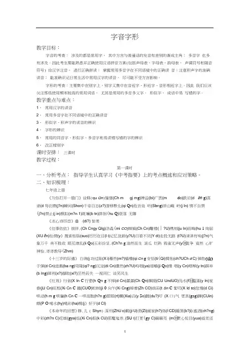 初中语文字音字形复习教案