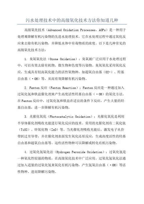 污水处理技术中的高级氧化技术方法你知道几种