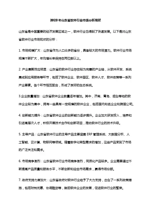 2023年山东省软件行业市场分析现状