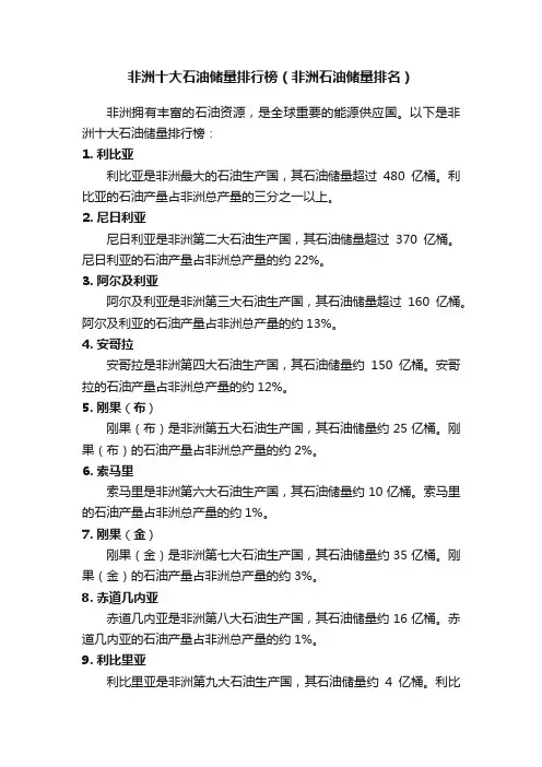 非洲十大石油储量排行榜（非洲石油储量排名）