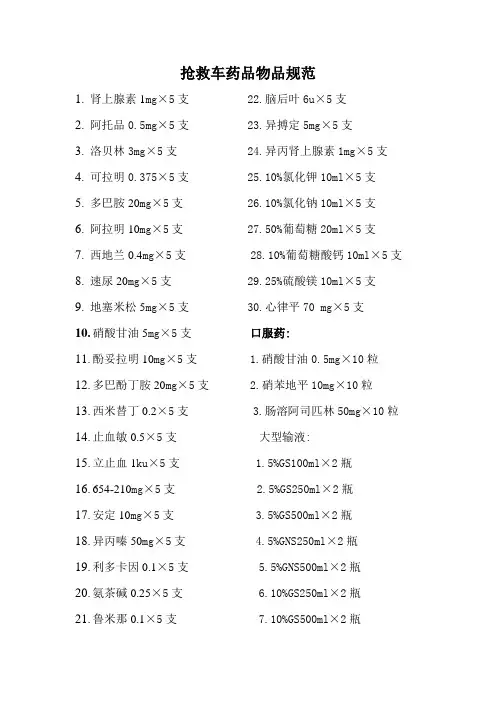抢救车药品物品规范1