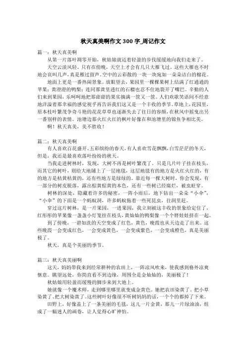 秋天真美啊作文300字_周记作文