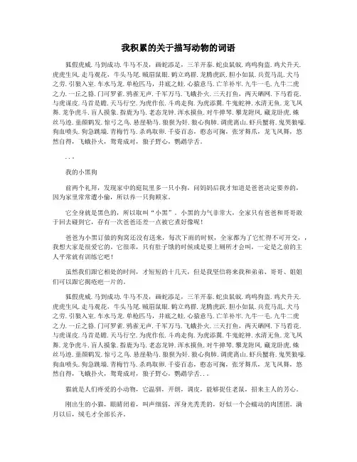 我积累的关于描写动物的词语