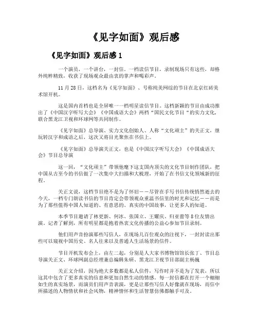 《见字如面》观后感