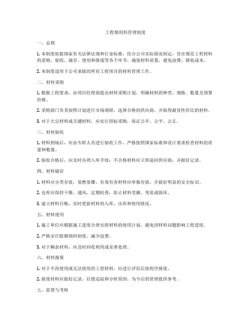 工程堪用料管理制度