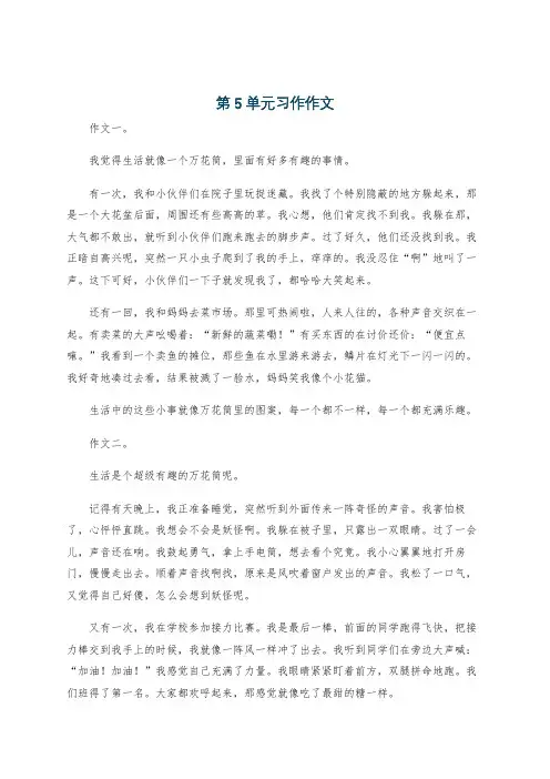 第5单元习作作文