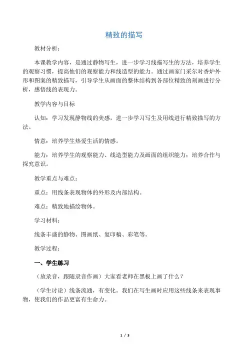 五年级美术下册-精细的描写1教案-人