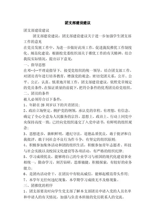 团支部建设建议（精简版）