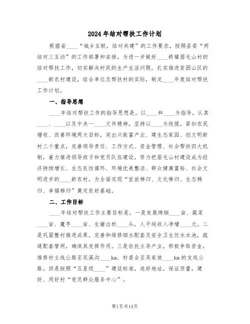 2024年结对帮扶工作计划（6篇）