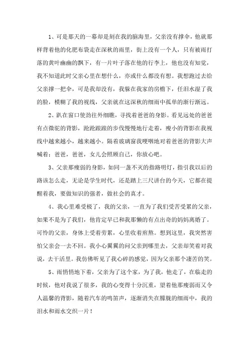 描写父亲背影的句子精选
