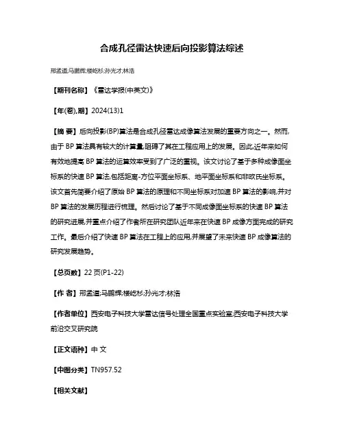 合成孔径雷达快速后向投影算法综述