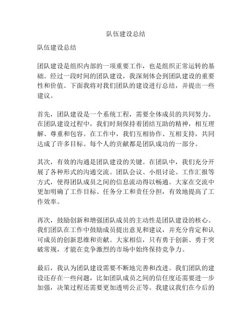 队伍建设总结