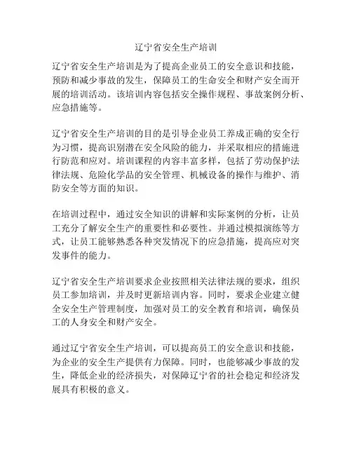 辽宁省安全生产培训