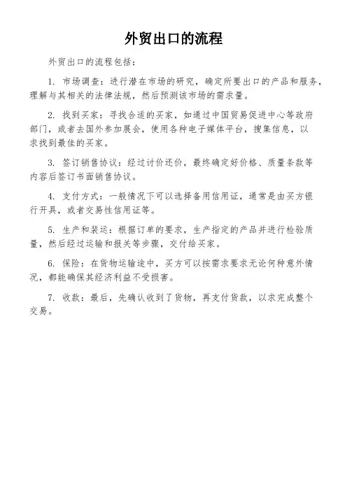 外贸出口的流程