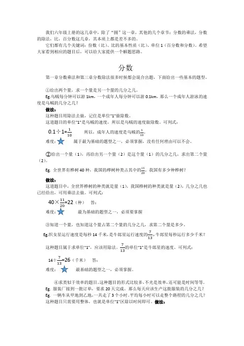 2017年最新人教版数学六年级上册分数乘法和除法的基础题型