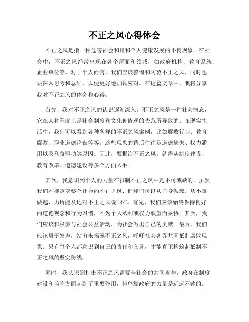 不正之风心得体会