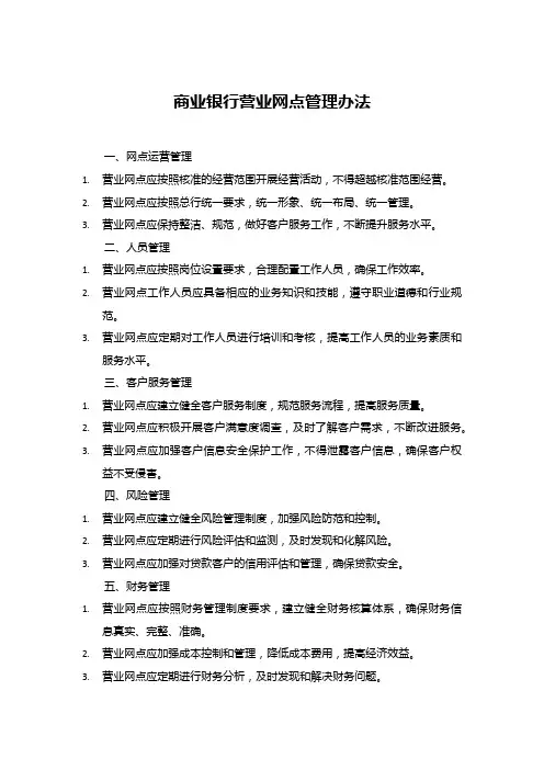 商业银行营业网点管理办法 (1)