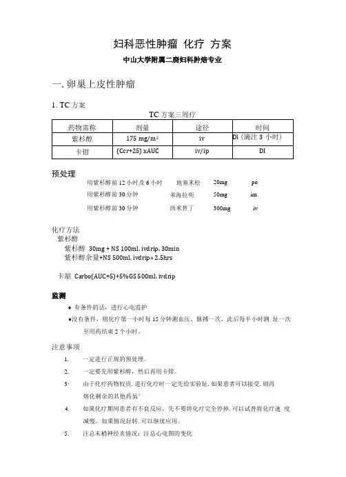 妇科恶性肿瘤化疗方案