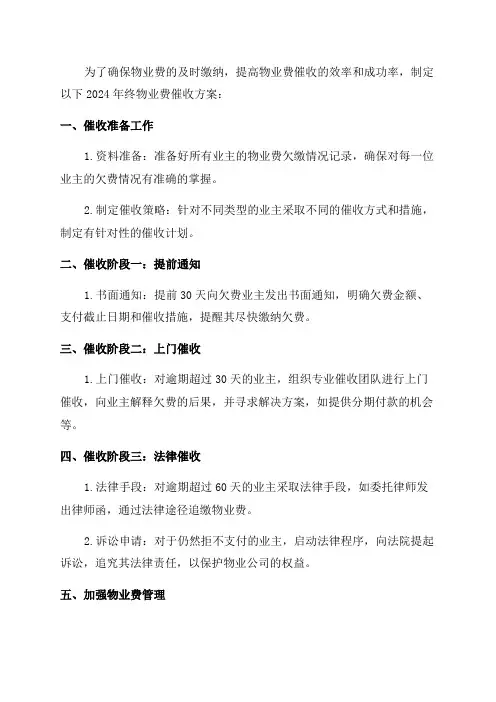 2024年终物业费催收方案