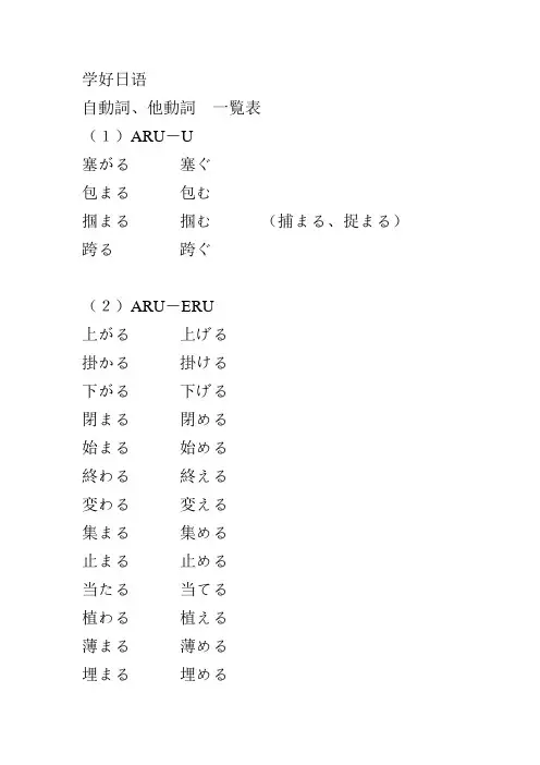 自动词と他动词の対応表