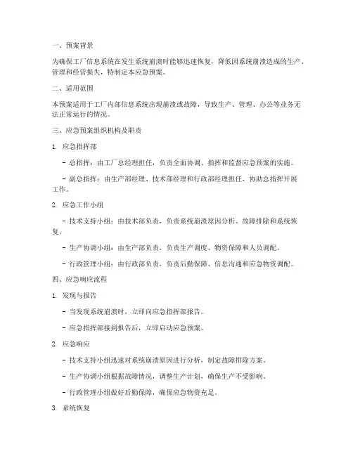 工厂系统崩溃应急预案