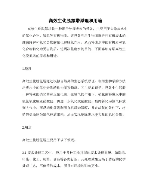 高效生化脱氮塔原理和用途