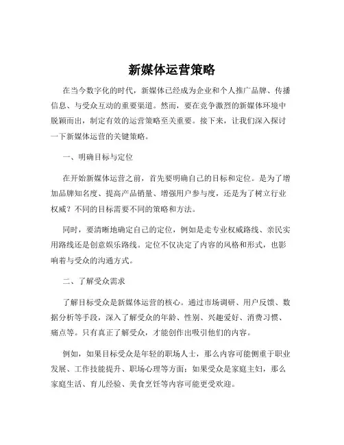 新媒体运营策略