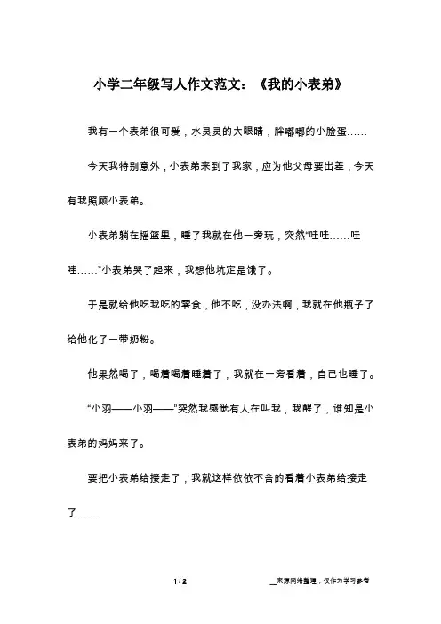 小学二年级写人作文范文：《我的小表弟》