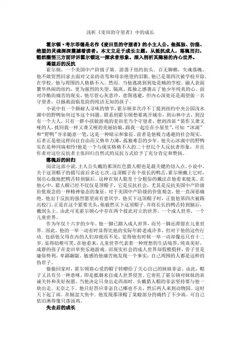 麦田的守望者论文