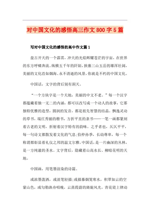 对中国文化的感悟高三作文800字5篇