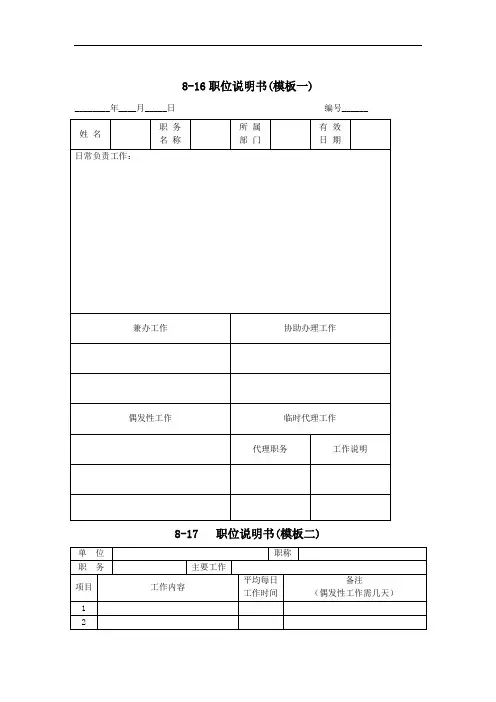 职位说明书模板(doc 7)6页word