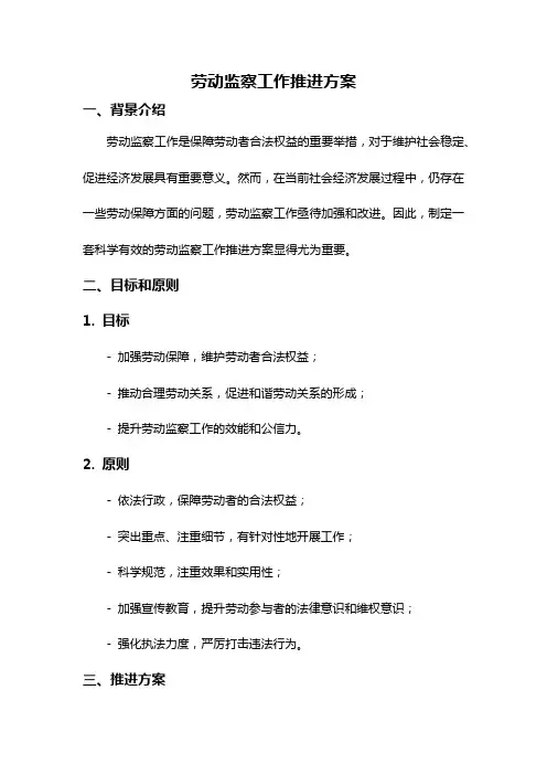 劳动监察工作推进方案