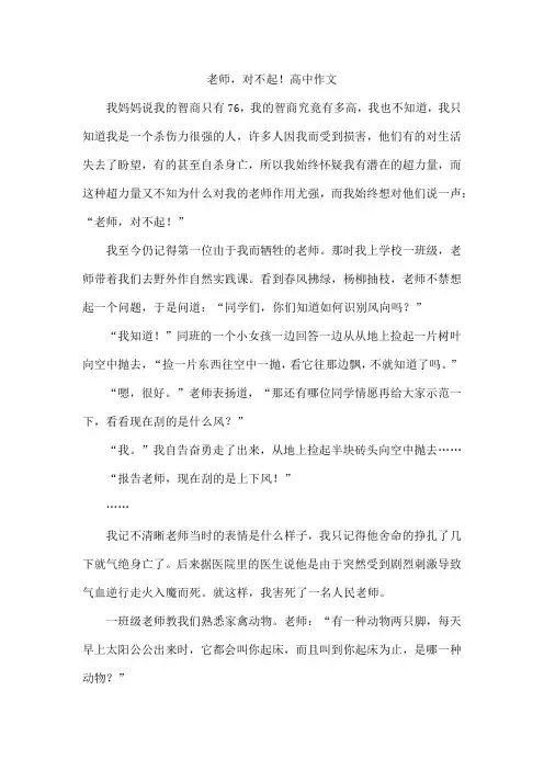 老师,对不起!高中作文