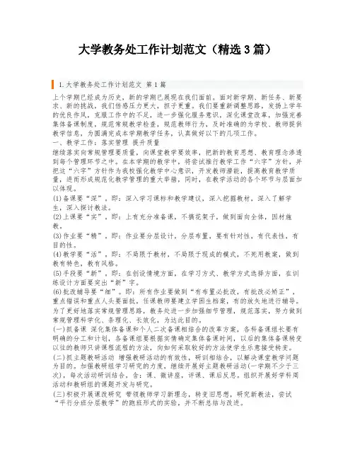 大学教务处工作计划范文(精选3篇)