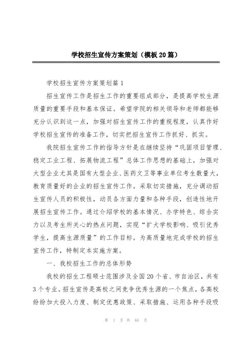 学校招生宣传方案策划(模板20篇)
