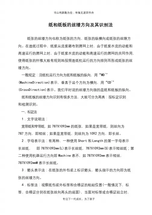 纸和纸板的丝缕方向及其识别法