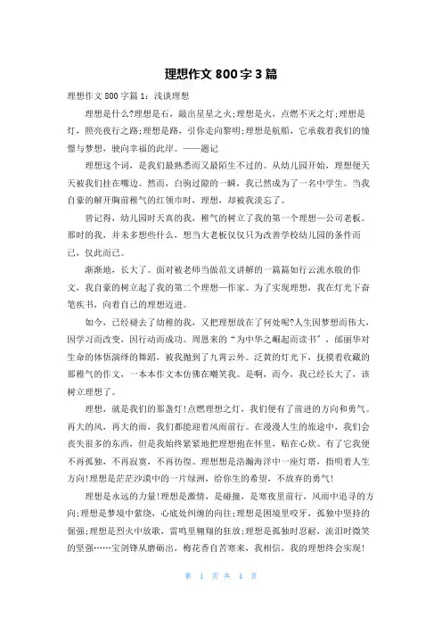 理想作文800字3篇