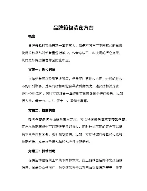 品牌箱包清仓方案