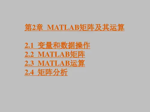 第2章  MATLAB矩阵及其运算