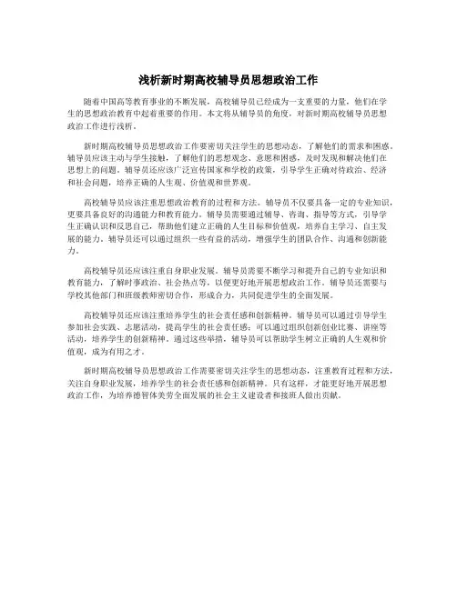 浅析新时期高校辅导员思想政治工作