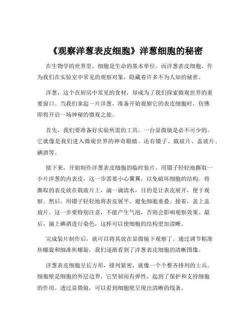 《观察洋葱表皮细胞》洋葱细胞的秘密