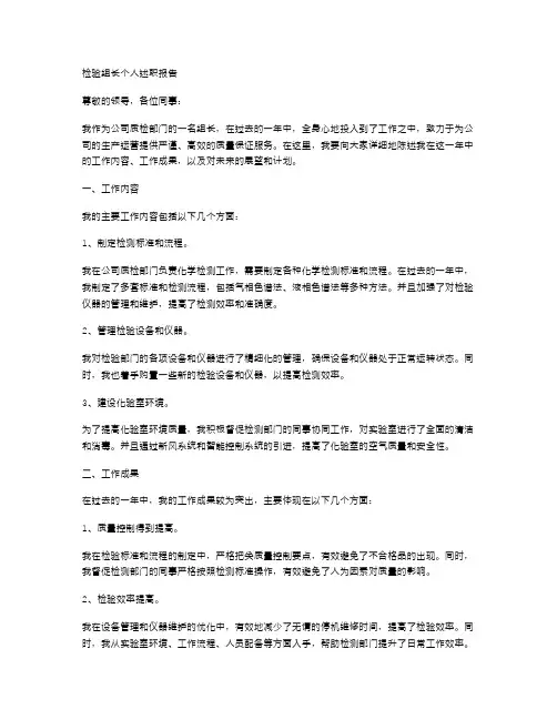 检验组长个人述职报告