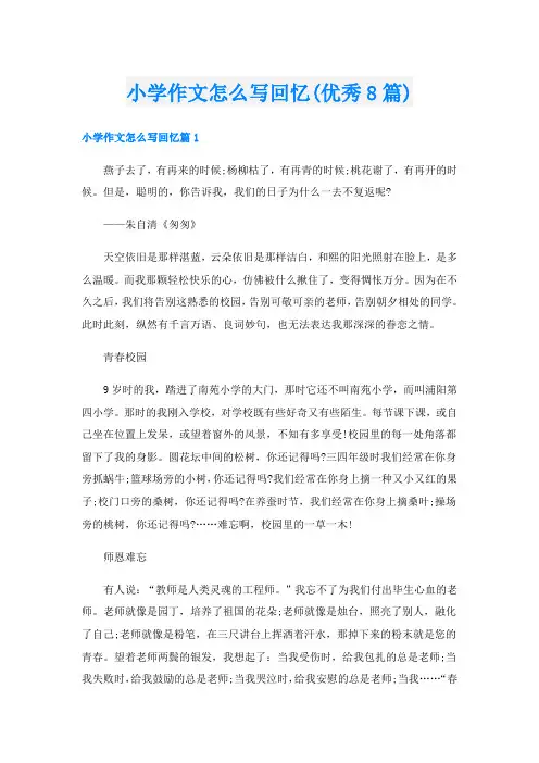 小学作文怎么写回忆(优秀8篇)