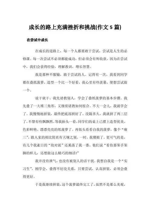 成长的路上充满挫折和挑战(作文6篇)