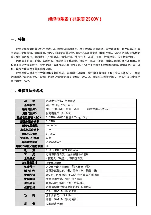 绝缘电阻表(兆欧表2500V)