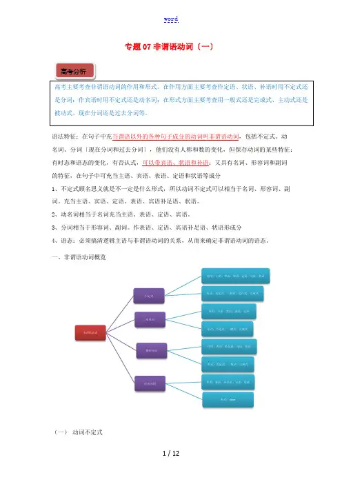 高考英语一轮复习 基础语法精讲及真题练习 专题07 非谓语动词(一)(含解析)-人教版高三全册英语试