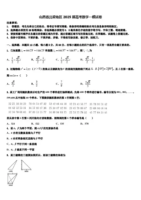 山西省吕梁地区2025届高考数学一模试卷含解析